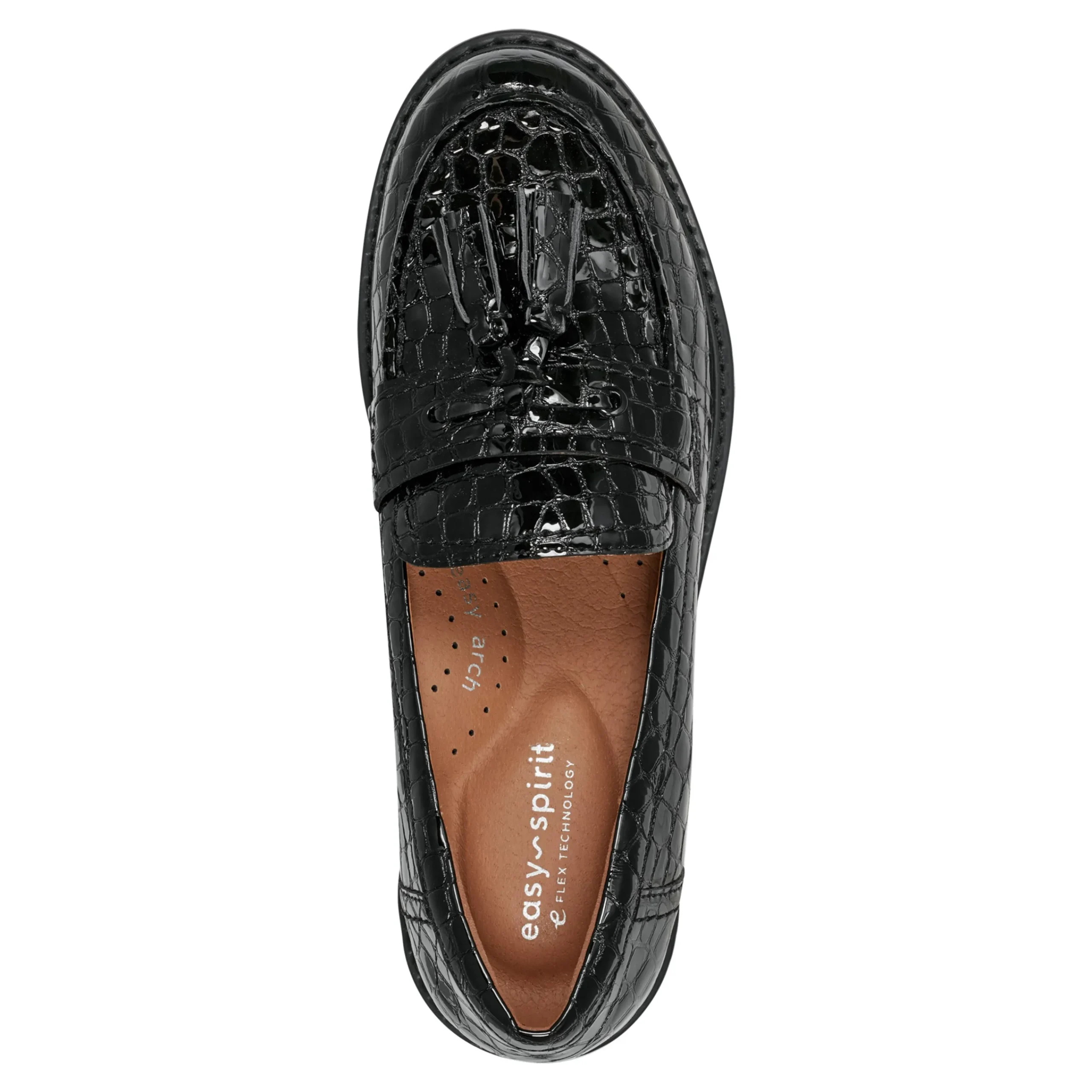 Discount Easy Spirit Janelle Casual Loafers BlackLeatherCroco