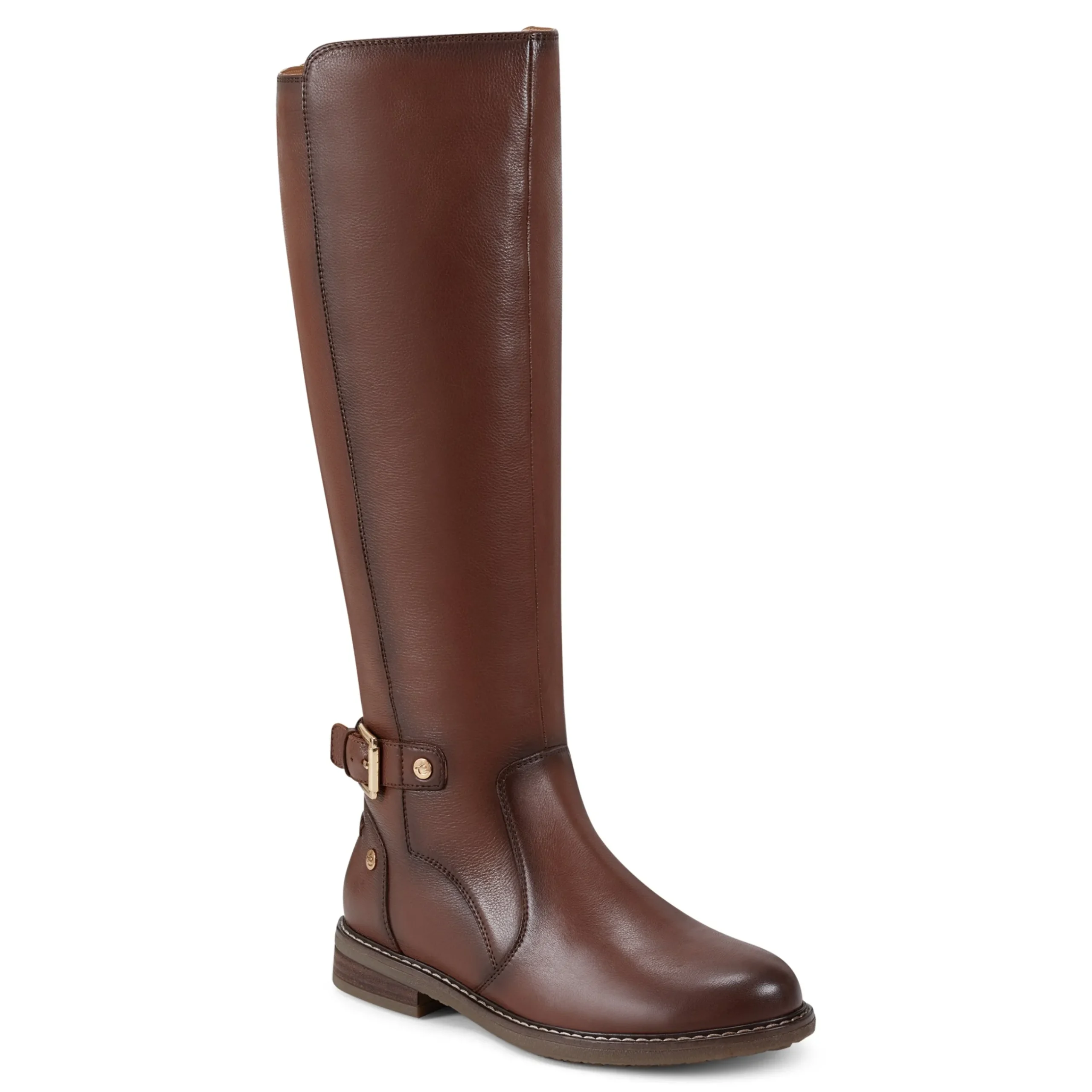 Best Easy Spirit Juana Block Heel Casual Boots MediumBrownLeather