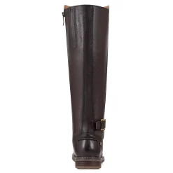 Outlet Easy Spirit Juana Block Heel Casual Boots DarkBrownLeather