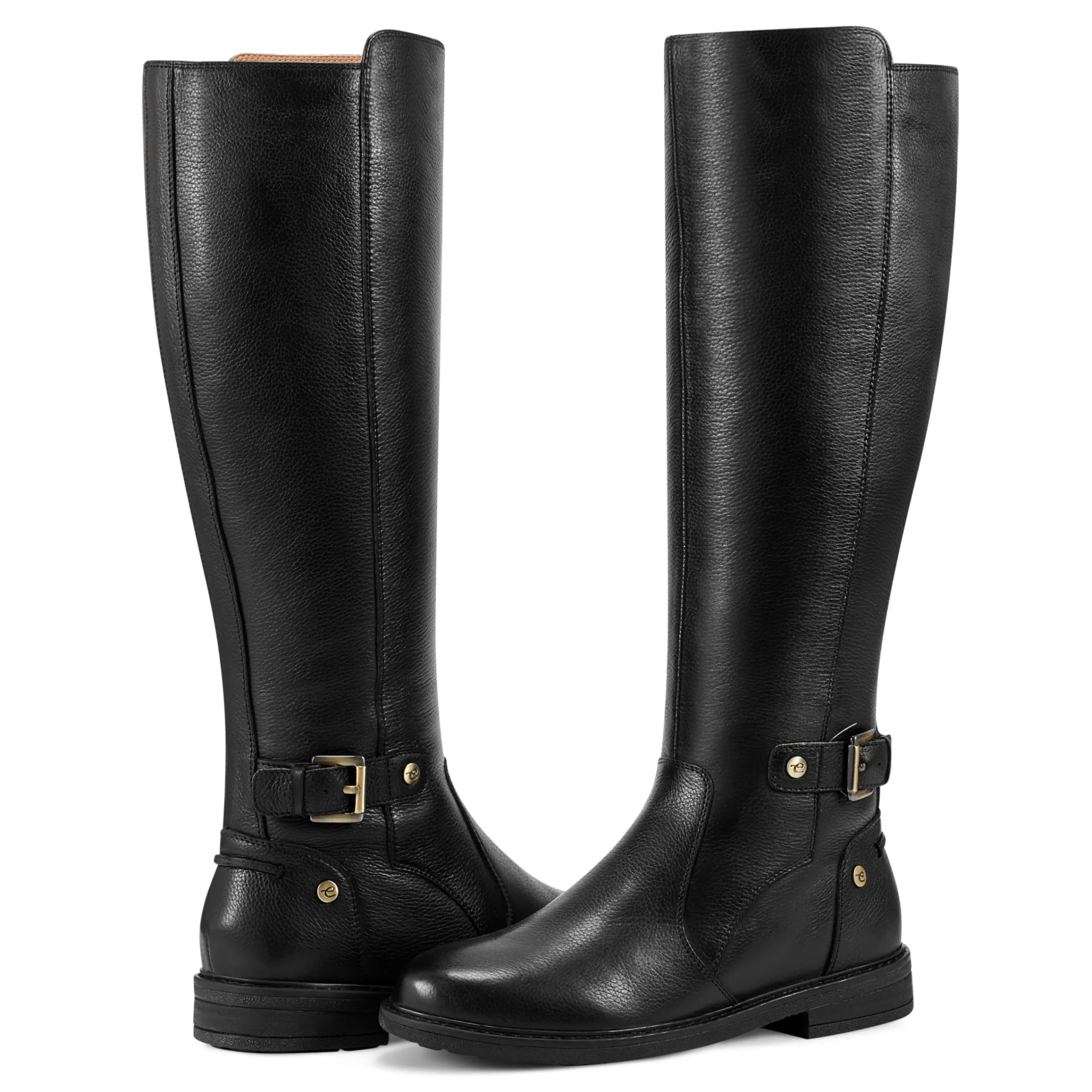 Easy Spirit Juana Block Heel Casual Boots BlackLeather