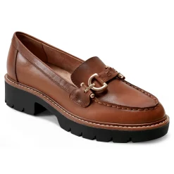 Easy Spirit Kinndle Lug Sole Casual Loafers BrownLeather