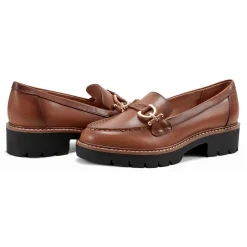 Easy Spirit Kinndle Lug Sole Casual Loafers BrownLeather