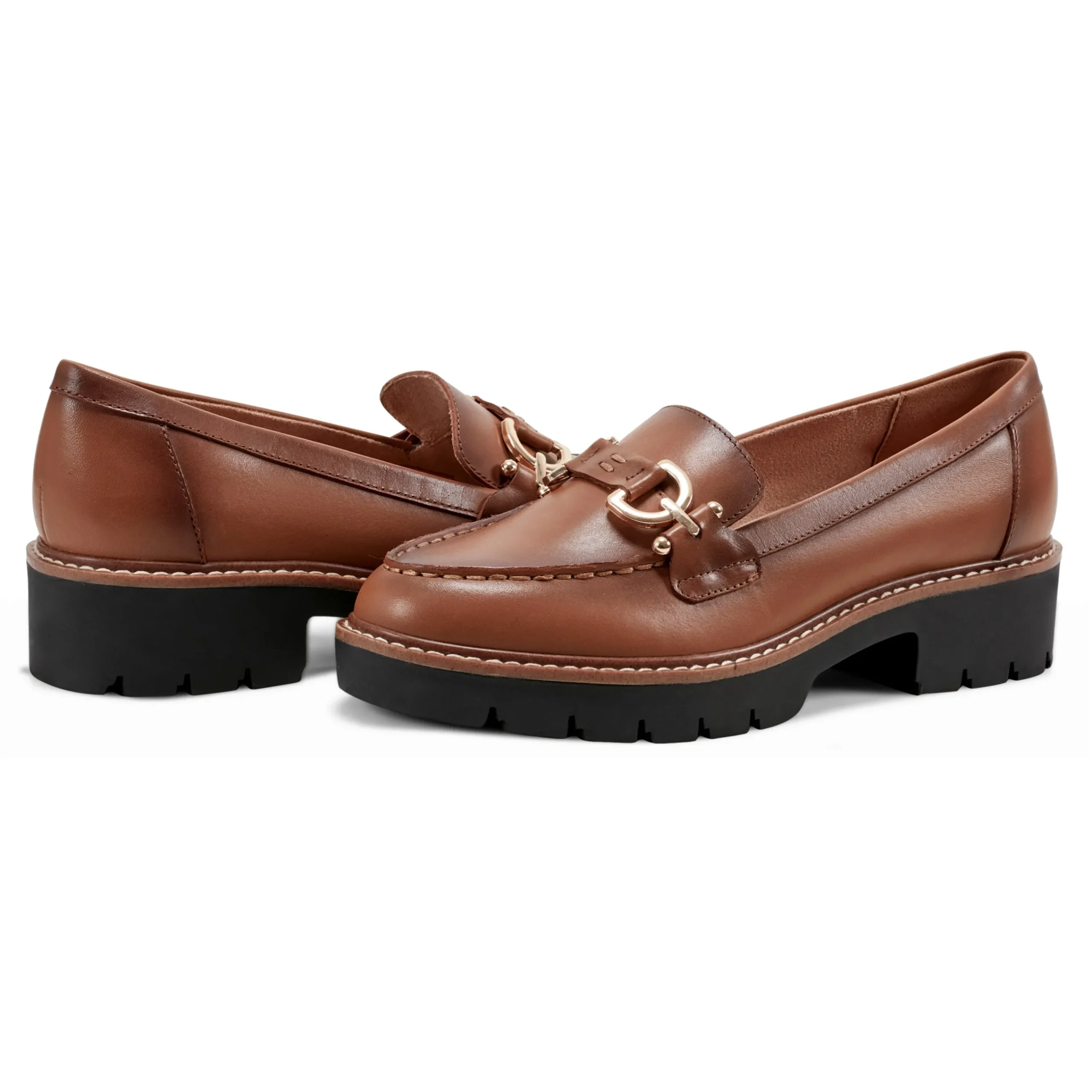 Easy Spirit Kinndle Lug Sole Casual Loafers BrownLeather