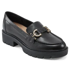 Best Easy Spirit Kinndle Lug Sole Casual Loafers BlackLeather
