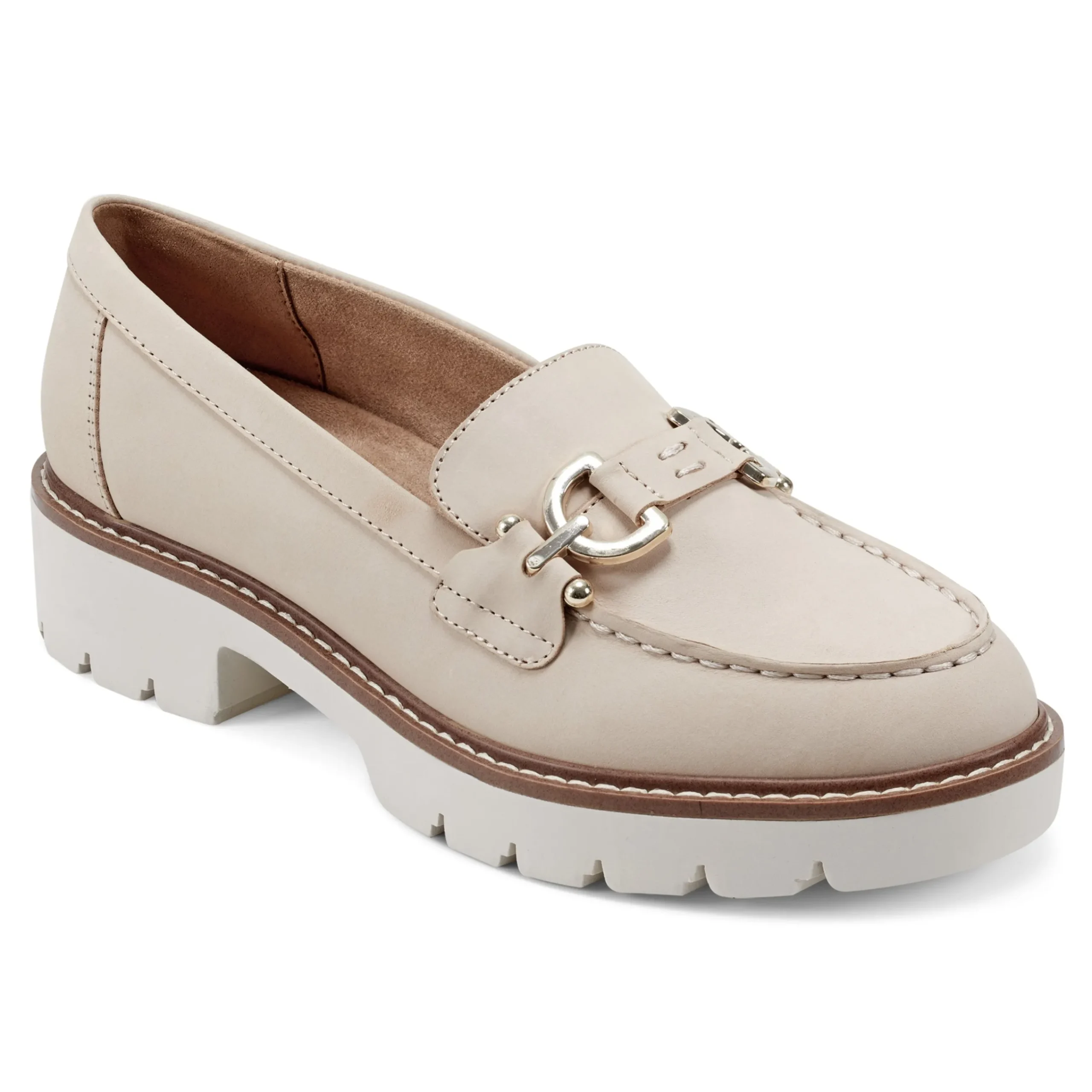 Discount Easy Spirit Kinndle Lug Sole Casual Loafers LightNaturalNubuck