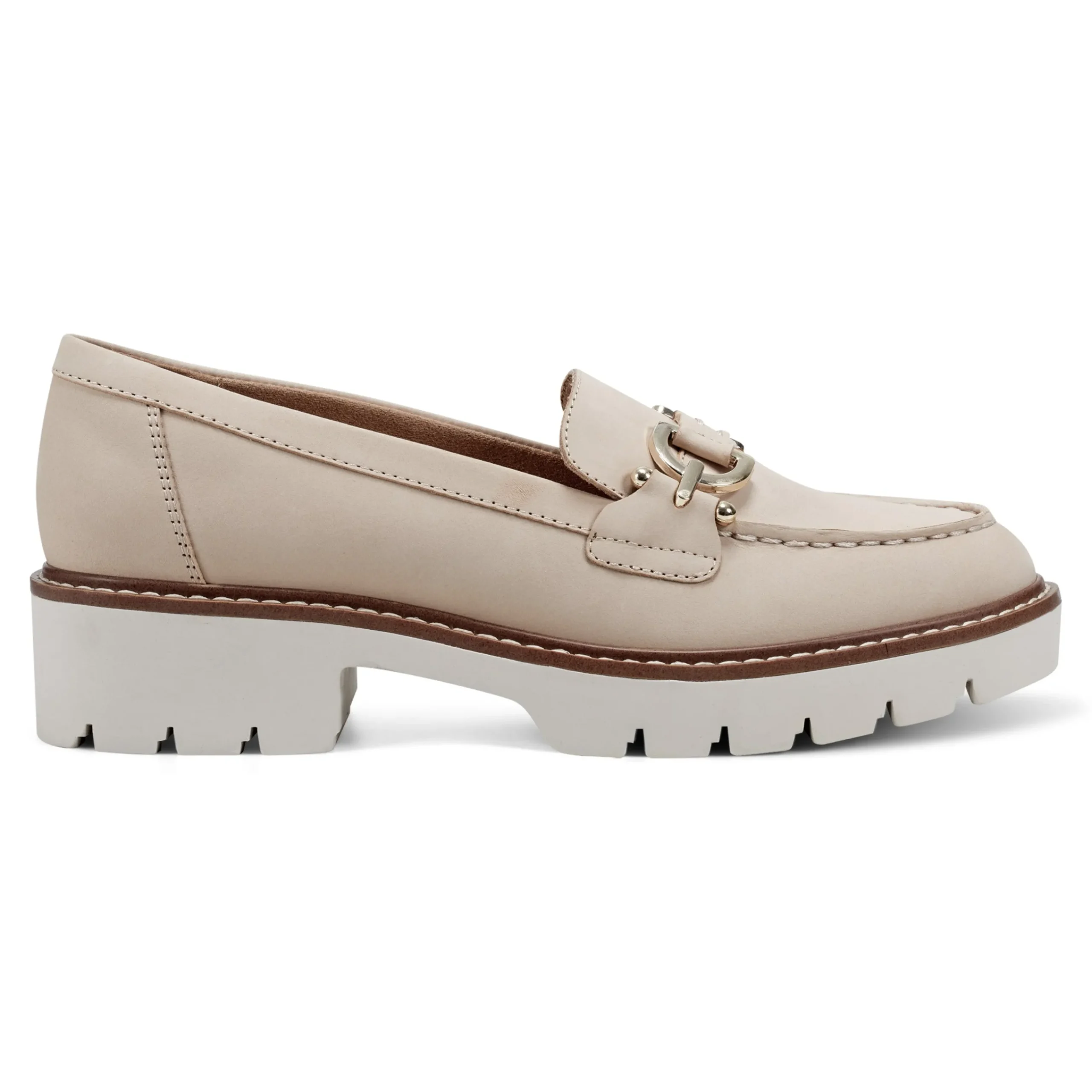 Discount Easy Spirit Kinndle Lug Sole Casual Loafers LightNaturalNubuck