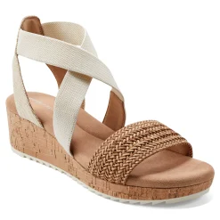 New Easy Spirit Lorena Wedge Sandals Natural
