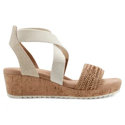 New Easy Spirit Lorena Wedge Sandals Natural