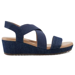 Easy Spirit Lucille Platform Wedge Sandals Denim