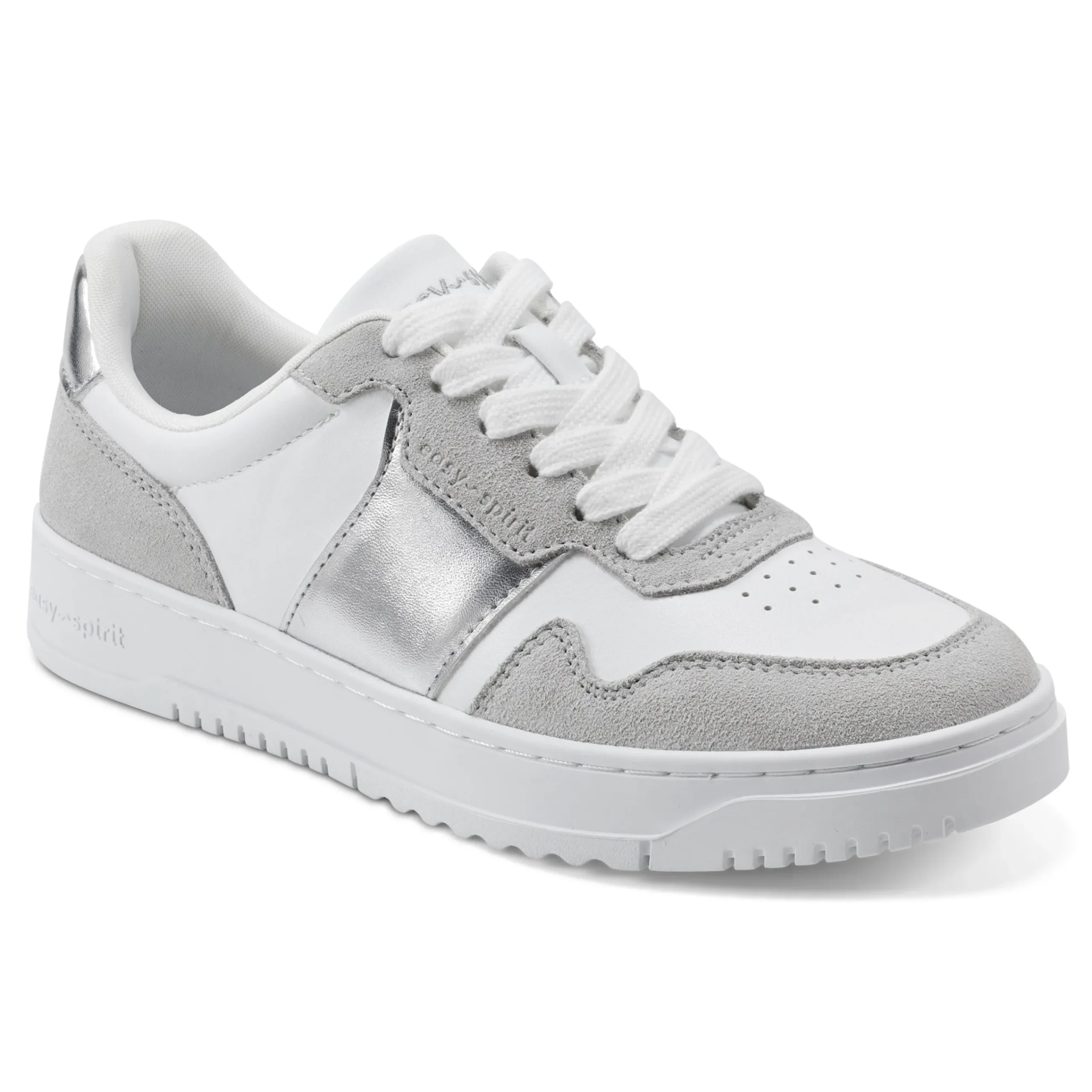 Clearance Easy Spirit Merci Lace Up Sneakers White/Silver
