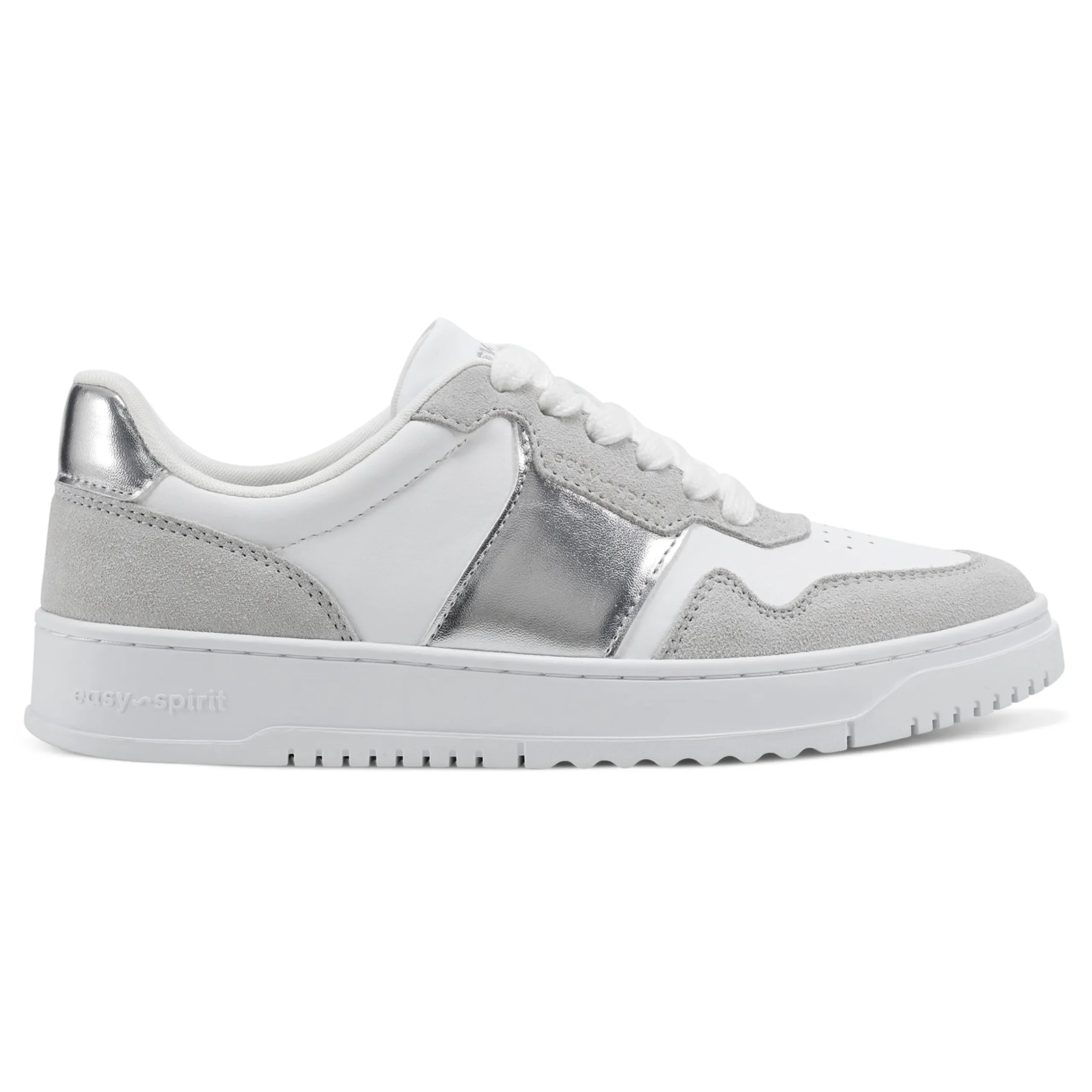 Clearance Easy Spirit Merci Lace Up Sneakers White/Silver