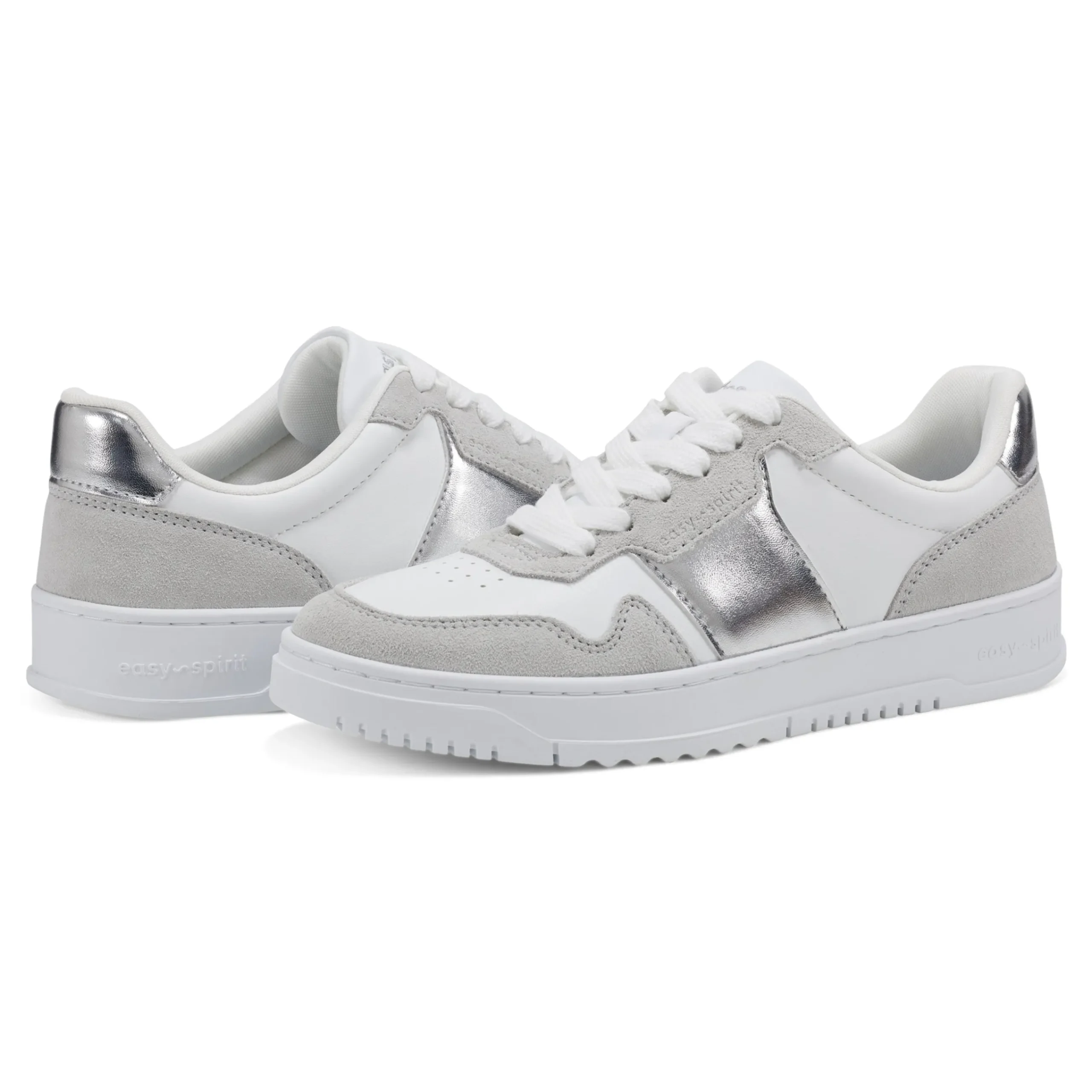 Clearance Easy Spirit Merci Lace Up Sneakers White/Silver
