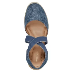 Easy Spirit Meza Espadrille Wedge Sandals BlueRaffia