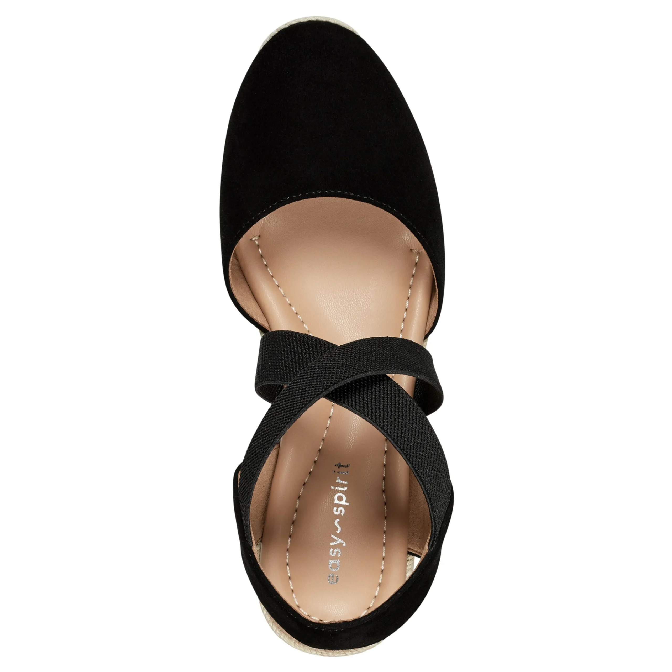 Best Easy Spirit Meza Espadrille Wedge Sandals BlackSuede