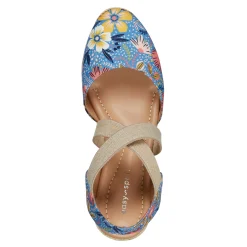 Discount Easy Spirit Meza Espadrille Wedge Sandals BlueMultiFloral