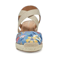Discount Easy Spirit Meza Espadrille Wedge Sandals BlueMultiFloral