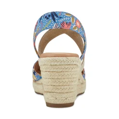 Discount Easy Spirit Meza Espadrille Wedge Sandals BlueMultiFloral
