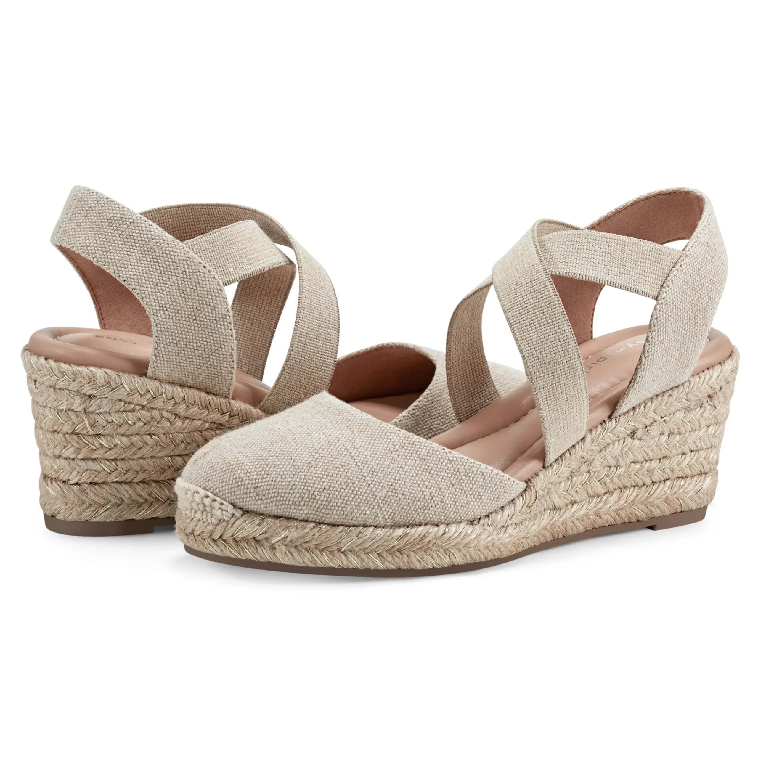 Sale Easy Spirit Meza Espadrille Wedge Sandals NaturalMetallic
