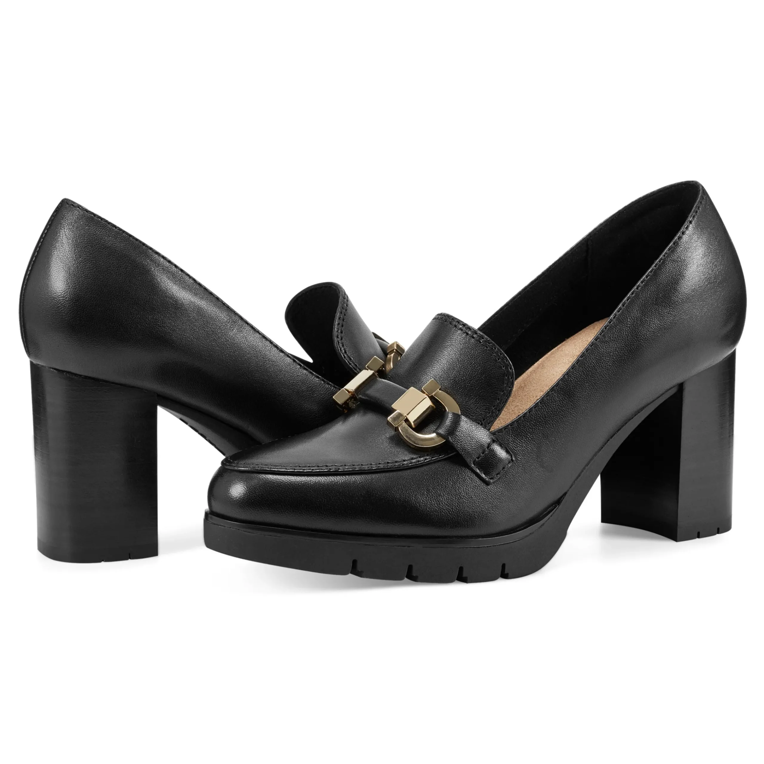 Outlet Easy Spirit Mirror Lug Sole Dress Pumps BlackLeather