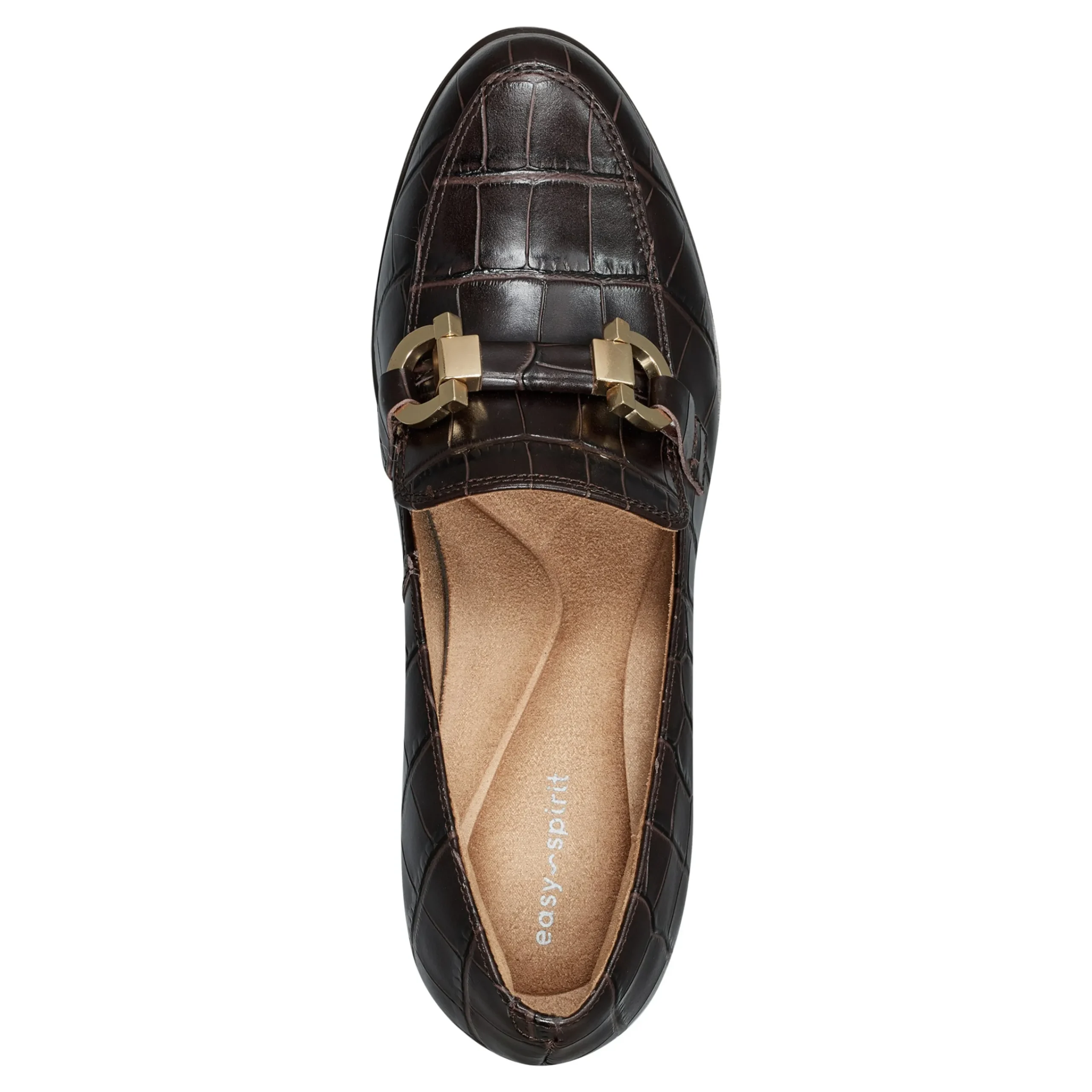 Sale Easy Spirit Mirror Lug Sole Dress Pumps BrownCrocoLeather