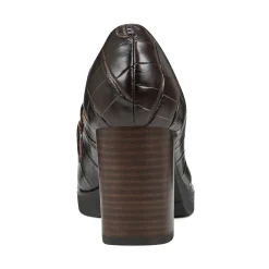 Sale Easy Spirit Mirror Lug Sole Dress Pumps BrownCrocoLeather