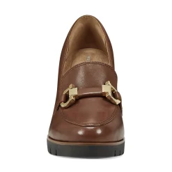 New Easy Spirit Mirror Lug Sole Dress Pumps BrownLeather