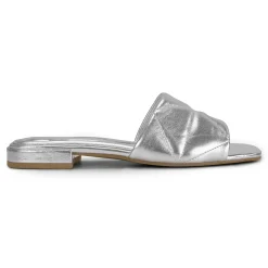 Online Easy Spirit Quincie Flat Slide Sandals SilverLeather