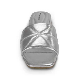 Online Easy Spirit Quincie Flat Slide Sandals SilverLeather