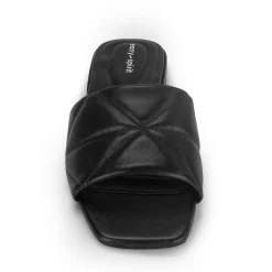 Sale Easy Spirit Quincie Flat Slide Sandals BlackLeather