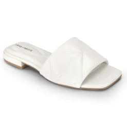 Clearance Easy Spirit Quincie Flat Slide Sandals WhiteLeather