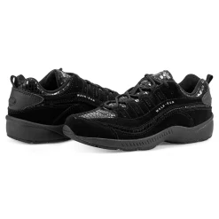 Online Easy Spirit Romy Walking Shoes BlackSnakeSuede