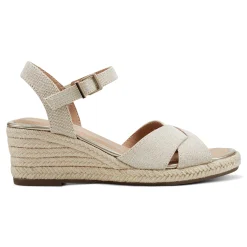 Discount Easy Spirit Shandra Wedge Sandals GoldLinen