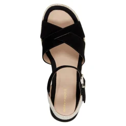 Outlet Easy Spirit Shandra Wedge Sandals BlackSuede