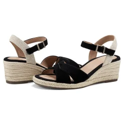 Outlet Easy Spirit Shandra Wedge Sandals BlackSuede
