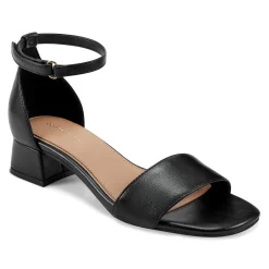 New Easy Spirit Sheila Block Heel Dress Sandals BlackLeather