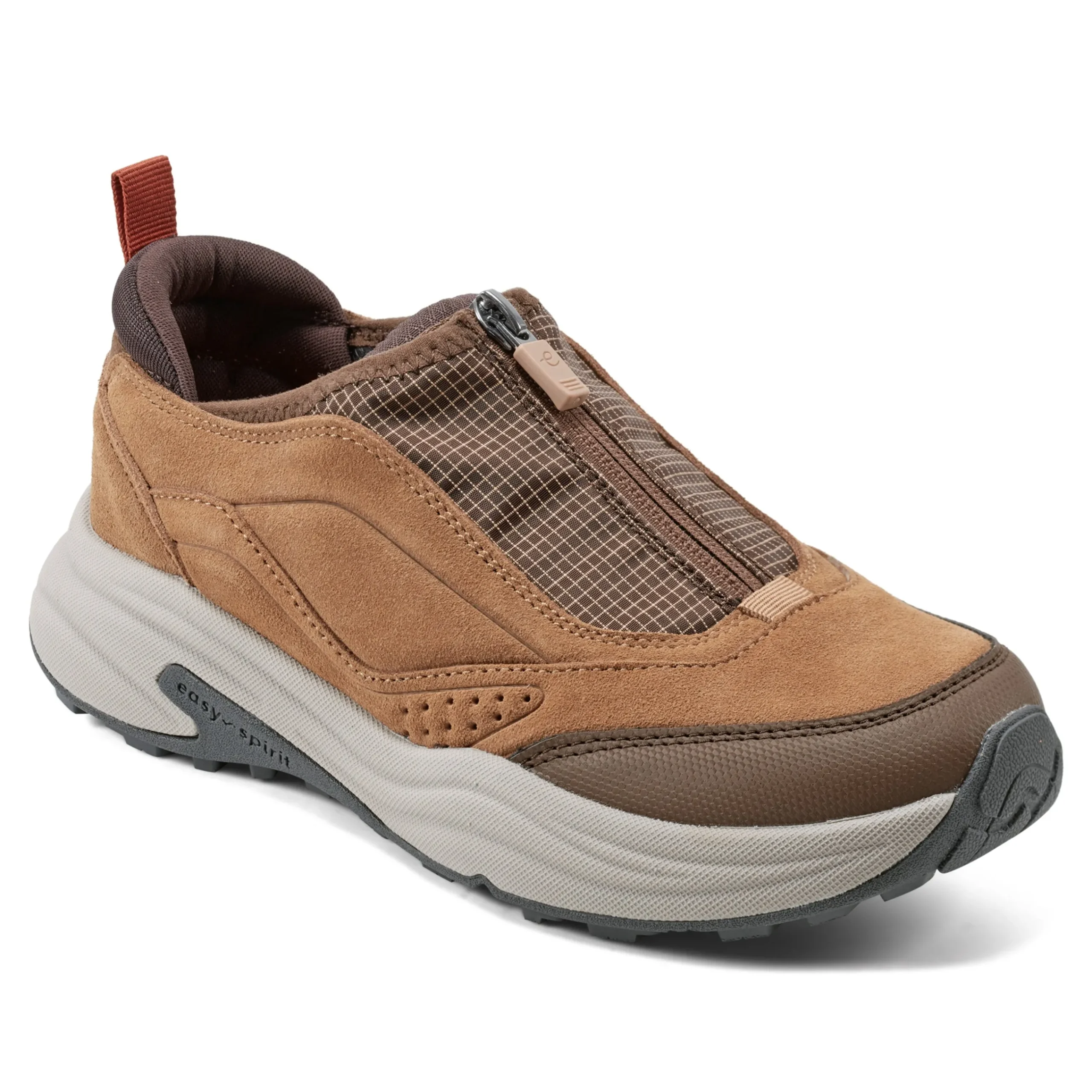 Easy Spirit Tayten Front Zip Walking Shoes BrownSuede