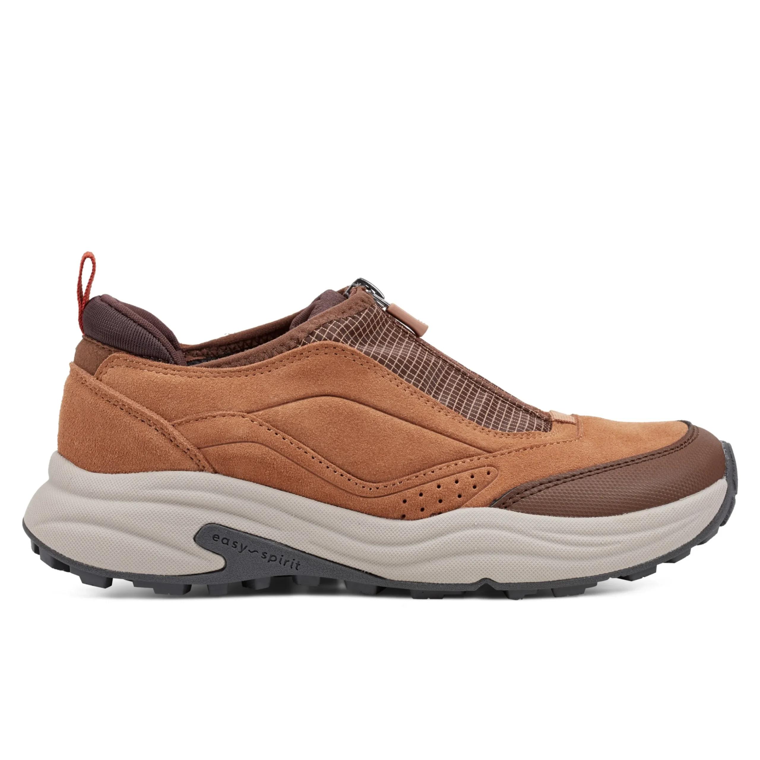 Easy Spirit Tayten Front Zip Walking Shoes BrownSuede