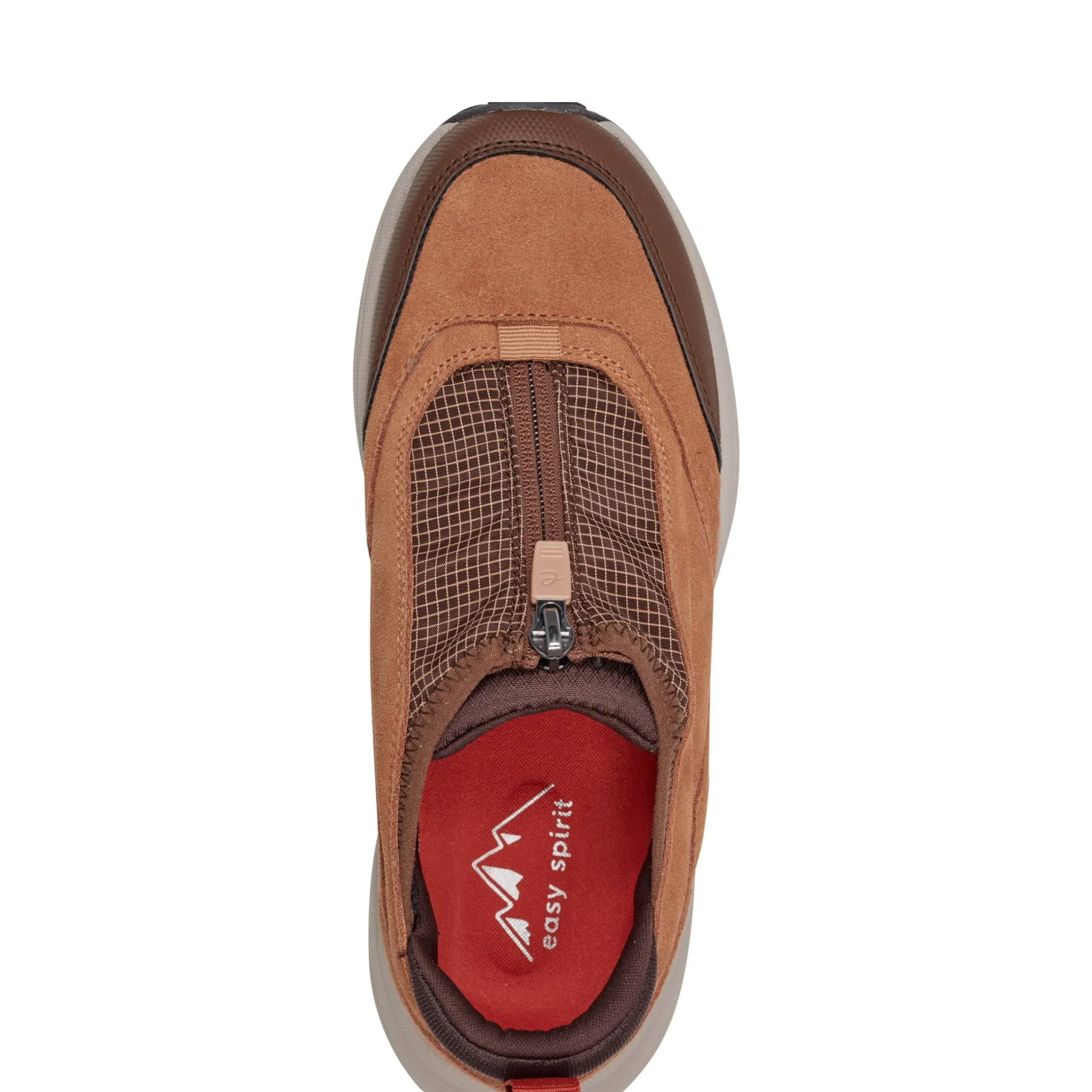 Easy Spirit Tayten Front Zip Walking Shoes BrownSuede