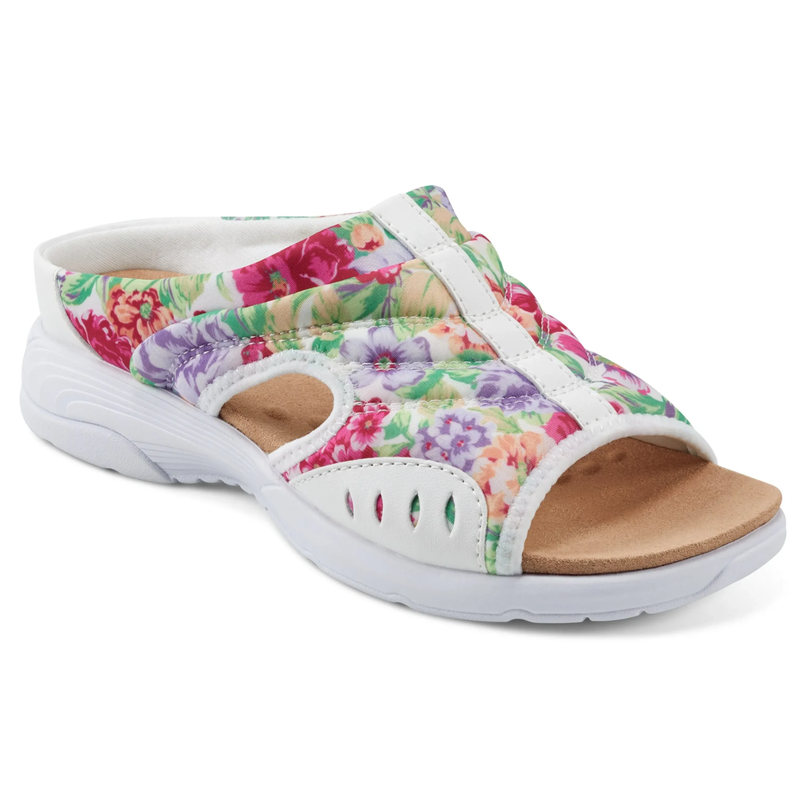 New Easy Spirit Traciee Slip On Sandals WhiteFloral