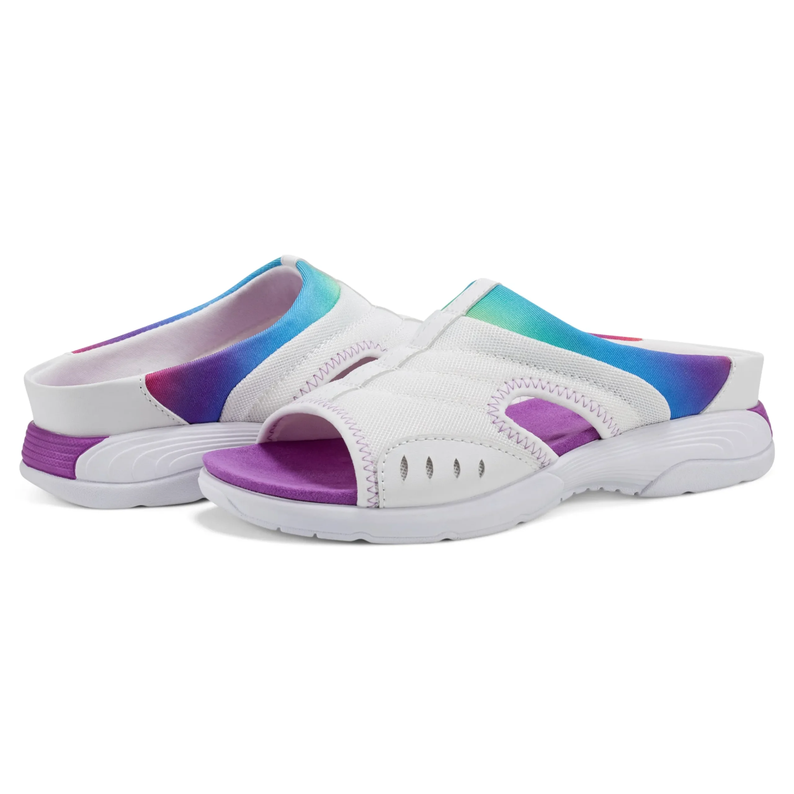 Easy Spirit Traciee Slip On Sandals White/Rainbow
