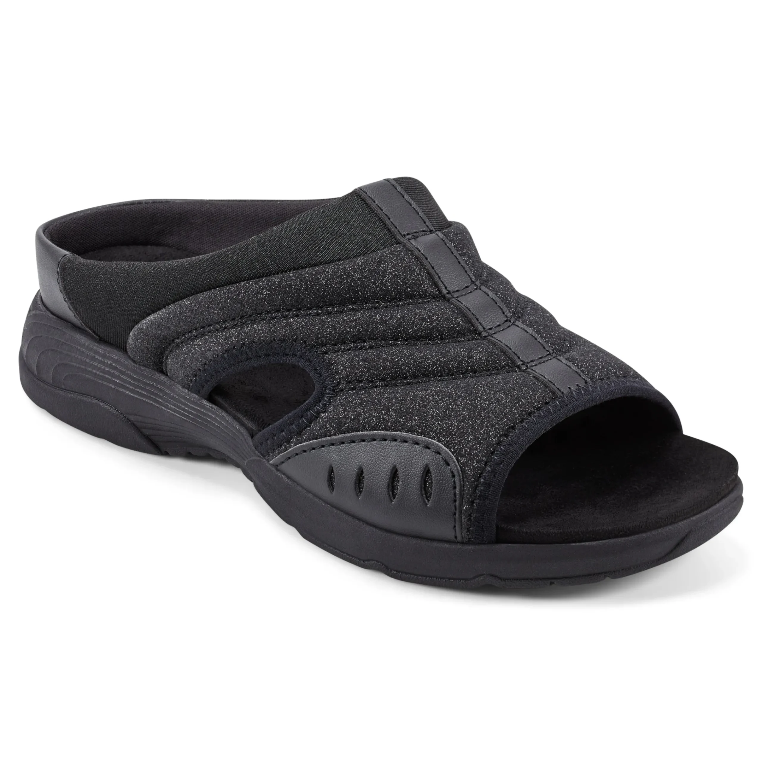 Outlet Easy Spirit Traciee Slip On Sandals BlackGlitter