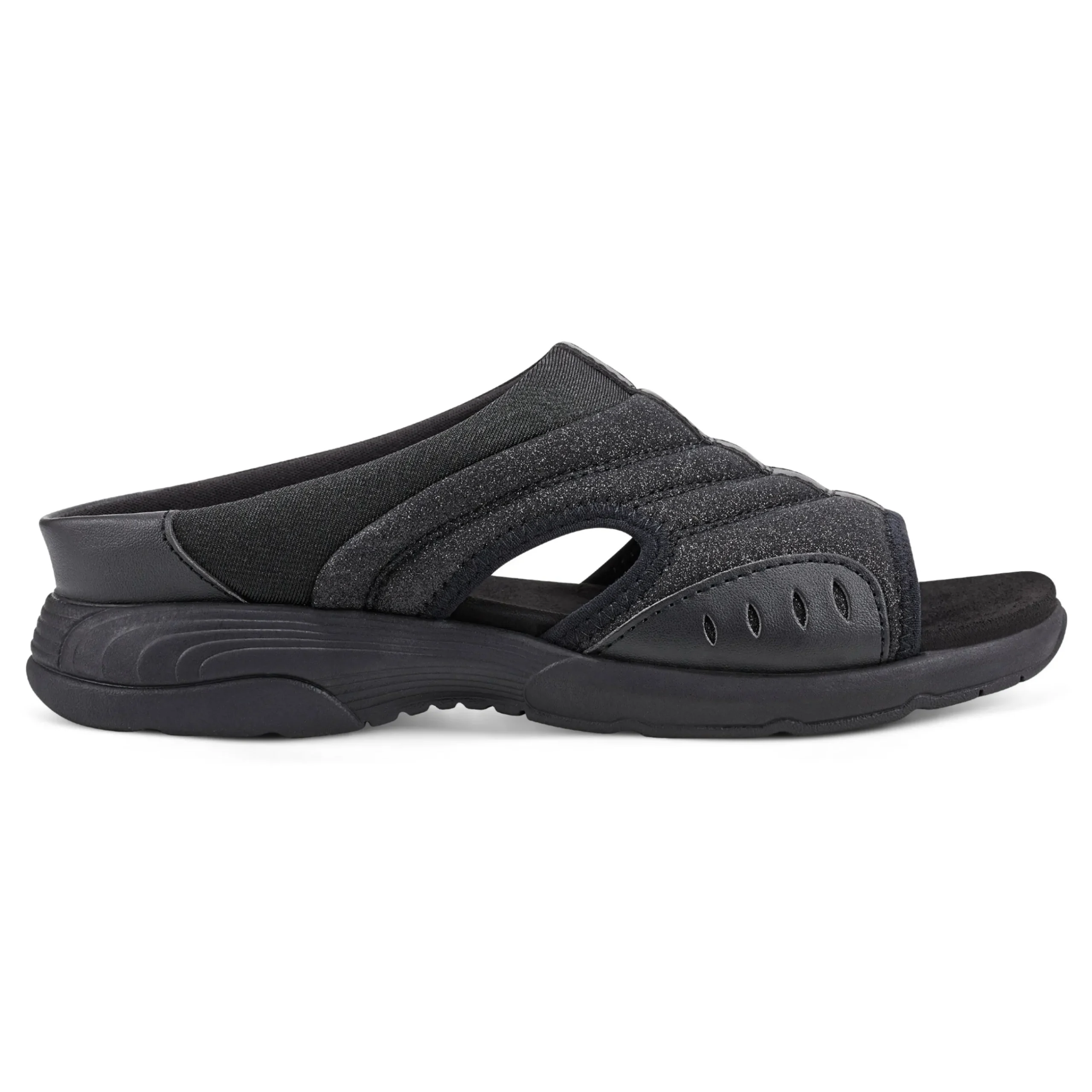 Outlet Easy Spirit Traciee Slip On Sandals BlackGlitter
