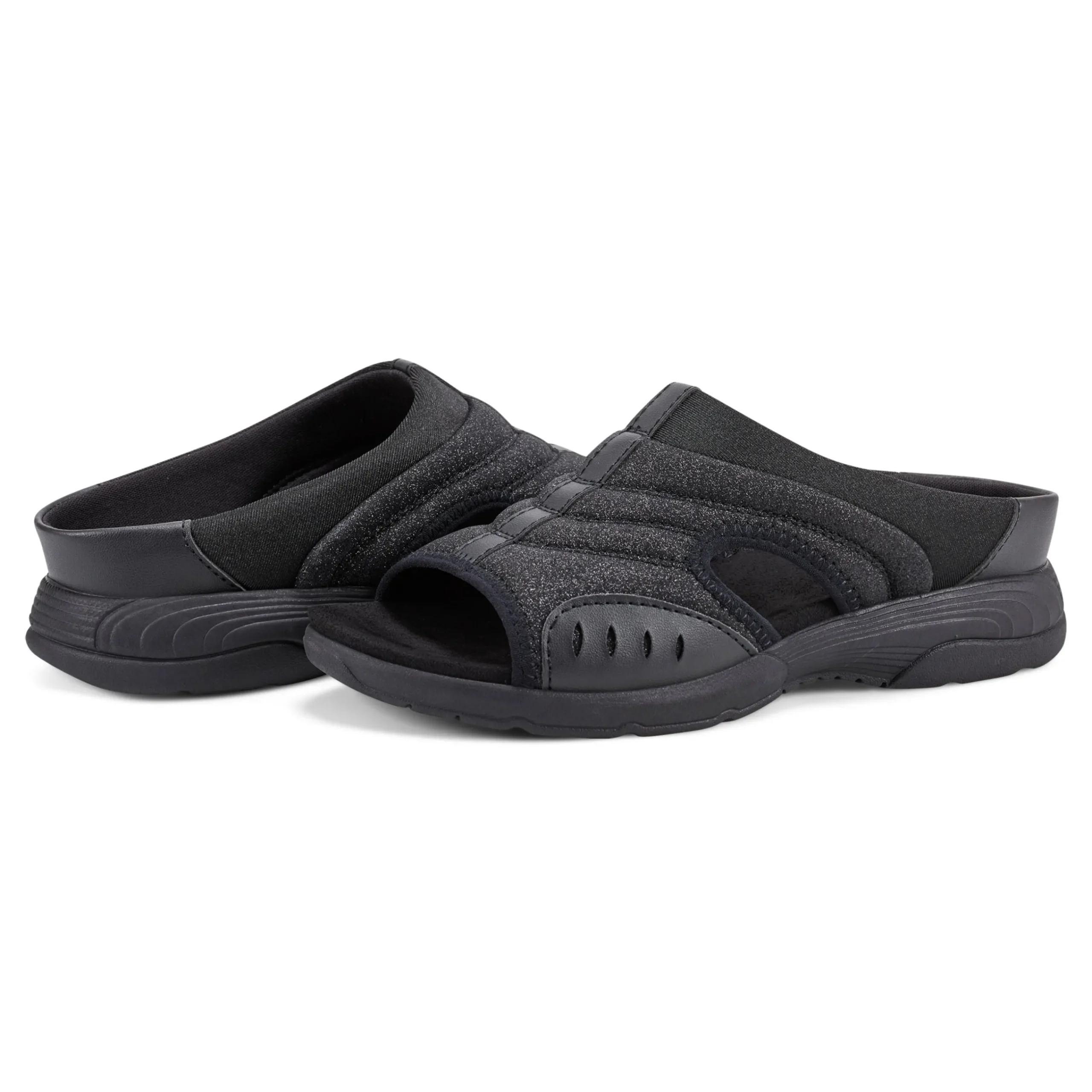 Outlet Easy Spirit Traciee Slip On Sandals BlackGlitter