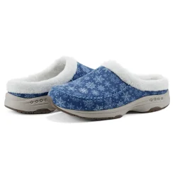 Clearance Easy Spirit Travelfurr Clogs DarkBlueSnowflakePrint