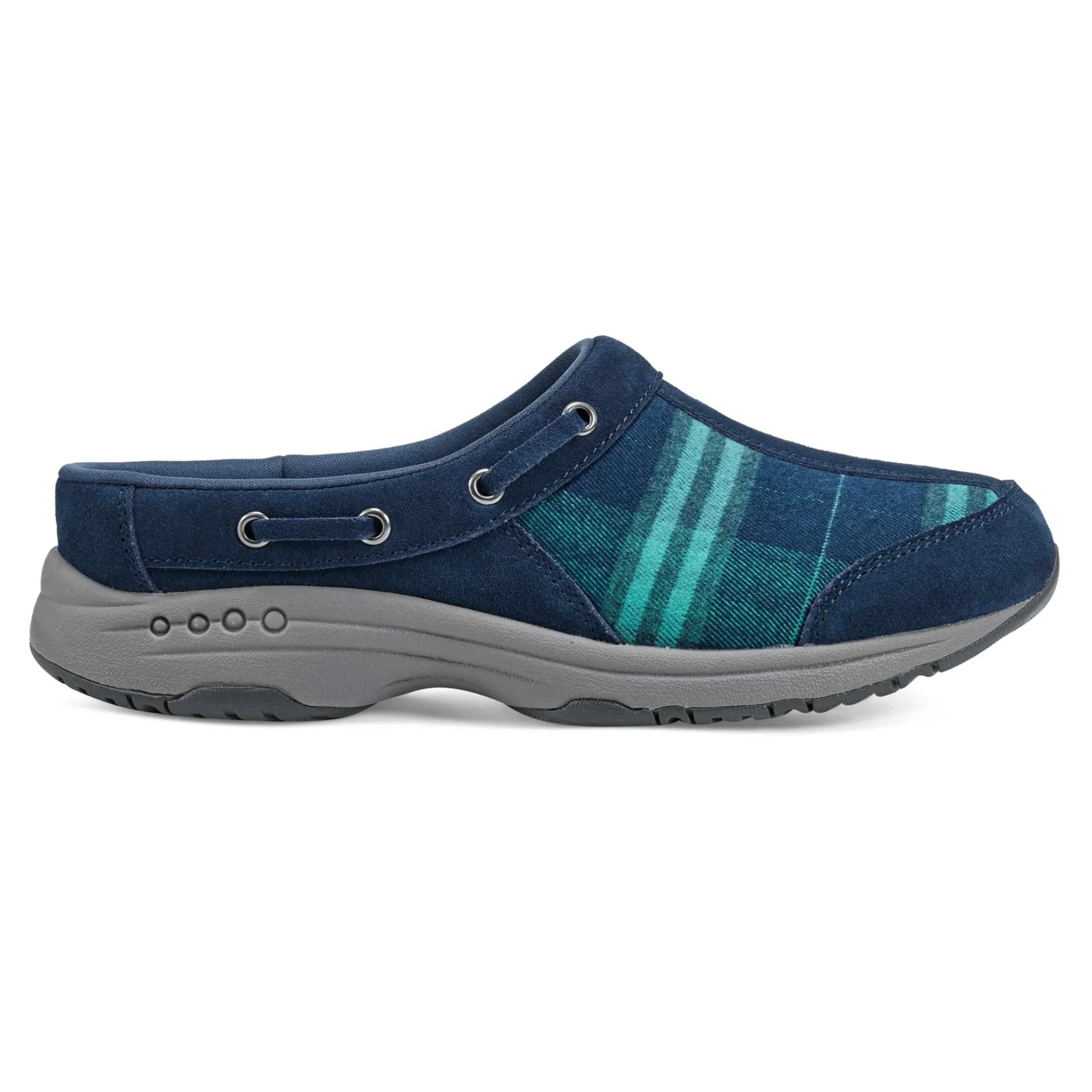 Easy Spirit Travelport Clogs BlueGreenPlaid