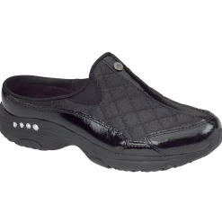 Outlet Easy Spirit Traveltime Classic Clogs Black/SilverPatent