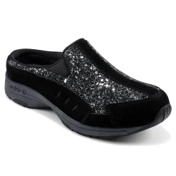 Clearance Easy Spirit Traveltime Clogs BlackSilverGlitter
