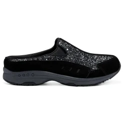 Clearance Easy Spirit Traveltime Clogs BlackSilverGlitter