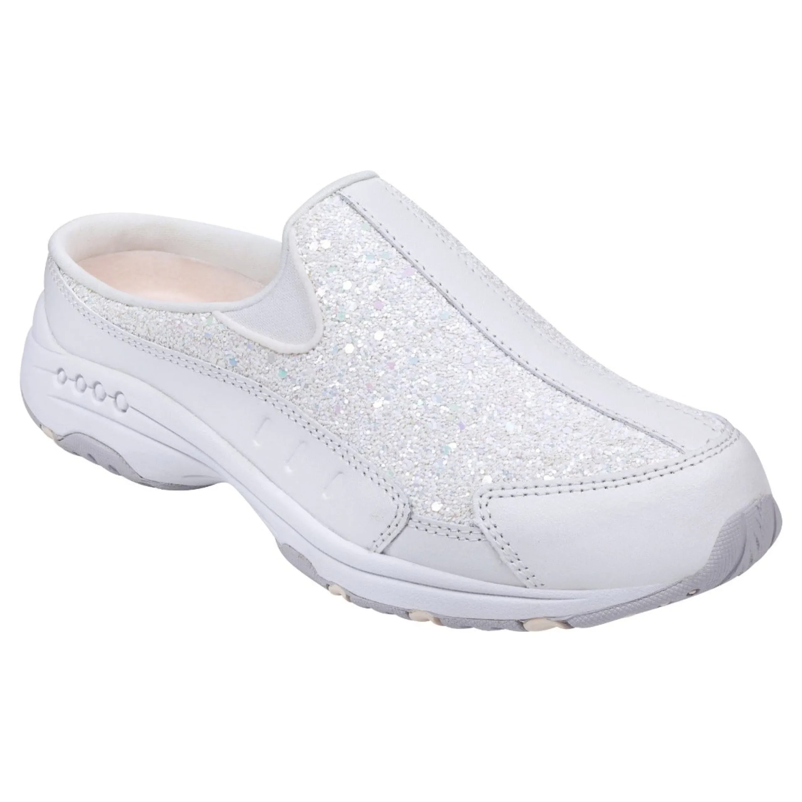 Discount Easy Spirit Traveltime Clogs WhiteSparkle