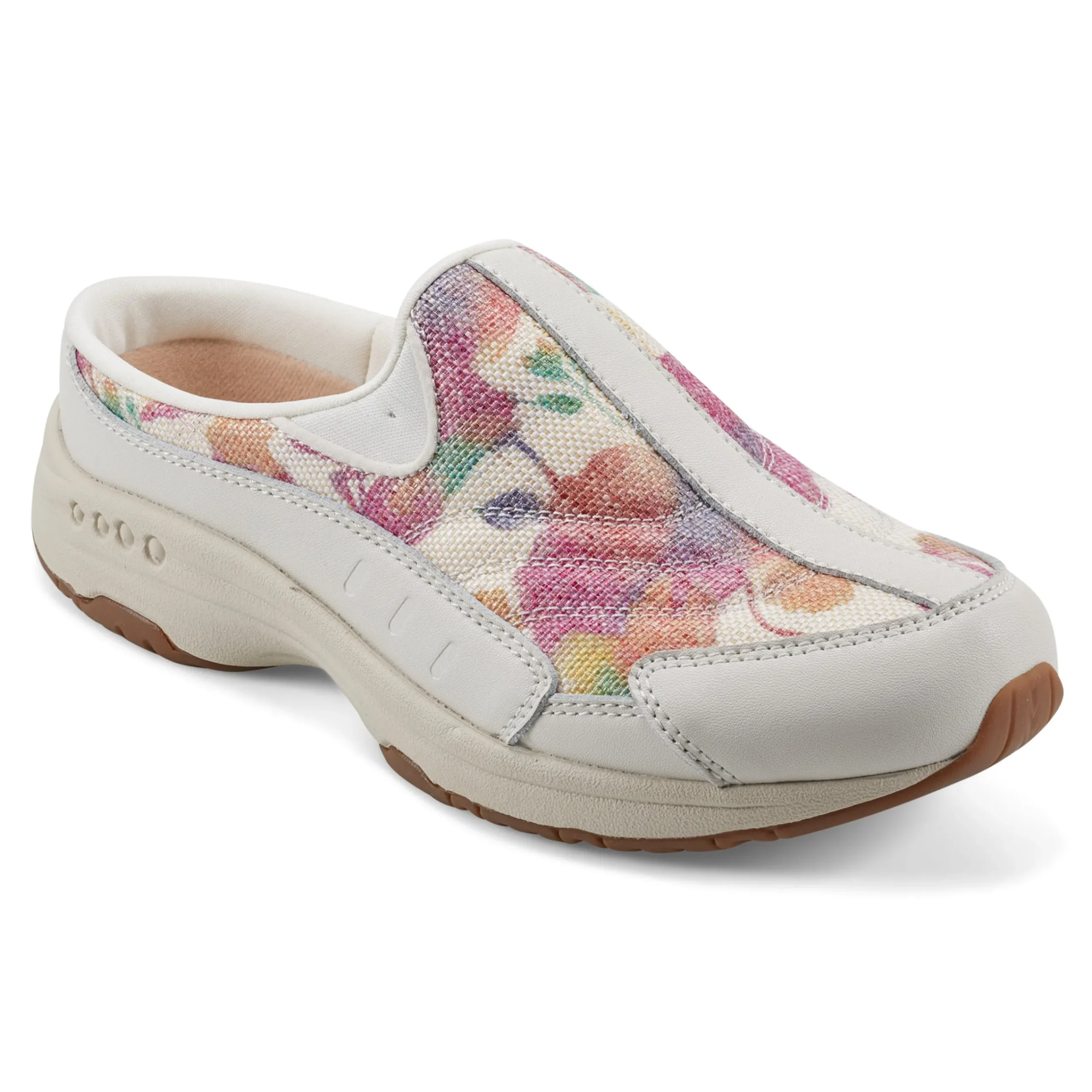 Sale Easy Spirit Traveltime Clogs WhiteFloralRaffia